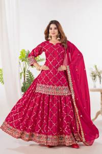 Ensemble Salwar Kameez en soie brodée couleur moutarde, longueur au sol, tenue traditionnelle indienne et pakistanaise pour mariage, pour femmes - Product Image 3