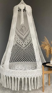 White Cotton Macrame <b>Swing</b>, Hanging Chair, Hängesessel, <b>Swing</b> Chair, Macrame Rocking <b>Swing</b> Chair, hanging chair indoor, chair - Product Image 2
