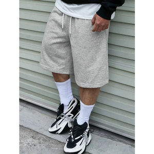 Shorts amples pour homme avec cordon de serrage à la taille, shorts de sport, couleur unie holographique, streetwear, shorts en pur coton pour homme - Product Image 4