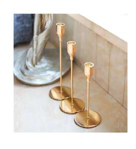 Support de bougie en métal fait main pour mariage, événement festif, doré poli, style vintage, support en fer pour décoration de table à la maison - Product Image 6