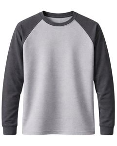Men Grey Raglan Jersey Sweatshirt Long Sleeve Crew Neck Casual Cotton <b>Polyester</b> Knit Pullover Lightweight Plain Wear Supplier - Product Image 1