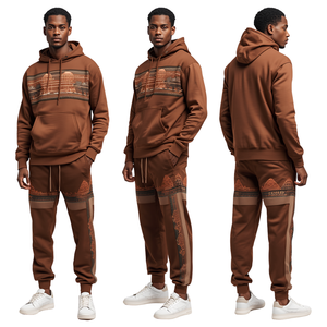 Survêtement à capuche pour homme, design décontracté uni avec cordon de serrage, motifs artistiques Copper Horizon, mode contemporaine haut de gamme - Product Image 4