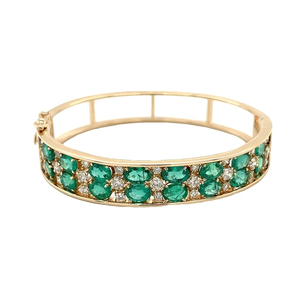 Brazalete Vintage de Aleación de Zinc Chapado en Oro de 10K con Corte Ovalado y Diamantes Redondos con Corte Brillante en Canal, Brazalete para Mujer - Product Image 1