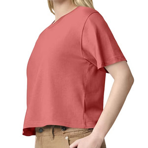 เสื้อยืดครอปผู้หญิง แขนสั้น คอกลม ผ้าฝ้าย สวมใส่สบาย ยืดหยุ่นได้ สีพื้น เหมาะสำหรับฤดูร้อน - Product Image 5