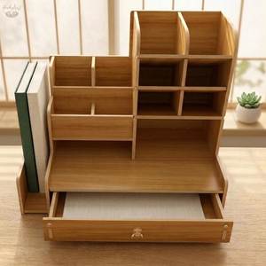 Wooden Office Desk Organizer <b>Storage</b> Stand Pen Pencil Holder Desktop Stationery Container Workspace Accessory Elegant - Product Image 4