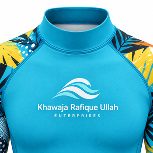Chemise de bain anti-UV à manches longues pour femmes, imprimé tropical bleu, Khawaja Rafique Ullah Enterprises, prix de gros - Product Image 3