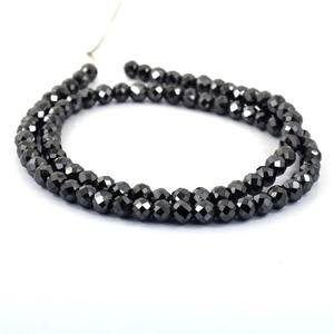 Cuentas de moissanita negra de 4 mm, cuentas sueltas de moissanita para hacer collares y joyería - Product Image 1