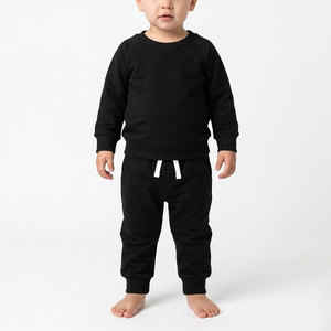 ชุดวอร์มเด็กเล็กพร้อมปักโลโก้ เสื้อสเวตเชิ้ตและกางเกงขายาวผ้าฝ้ายฟลีซ ชุด 2 ชิ้น ขายส่งเสื้อผ้าเด็ก - Product Image 1