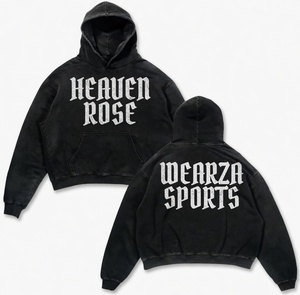 Sudadera con Capucha de Punto para Hombre Tallas Grandes, Oversize, con Estampado Gráfico Lavado Ácido, Logo Personalizado, Diseño de Esqueleto Graffiti, OEM, Venta al por Mayor, Streetwear - Product Image 2