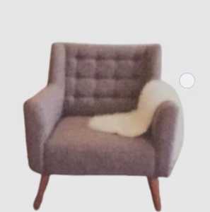 Fauteuil capitonné moderne avec pieds en bois, revêtement en tissu, chaise de salon, style mid-century, siège de détente - Product Image 5