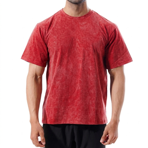 Camiseta de hombre con lavado ácido, diseño nuevo y moderno, personalizada por el fabricante, suave, holgada, de color sólido, duradera. - Product Image 1