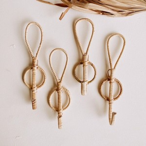 Crochets muraux en rotin naturel, forme ronde, prix bas, pour organiser et ranger les vêtements. - Product Image 3