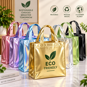 EcoRev ECO55 Nonwoven Reusable <b>Tote</b> <b>Bag</b> Custom Logo Environmental Icons Eco-Friendly Shopping <b>Bag</b> Hand Length Handle Design - Product Image 1