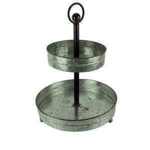 Soporte de Servicio de Metal Galvanizado de 3 Niveles para Decoración Rústica de Granja, Bandeja Redonda de Acero Galvanizado para Exhibición de Cupcakes con Asa, Venta al por Mayor - Product Image 6