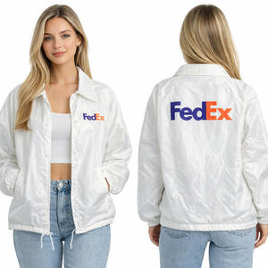เสื้อโค้ชแบรนด์สั่งทำพิเศษ OEM สตรีทแวร์ FedEx แบบติดกระดุมด้านหน้า พิมพ์ลาย เป็นมิตรกับสิ่งแวดล้อม กันน้ำ ดีไซน์เรียบง่าย ทันสมัย ทรงพอดีตัว ใส่ได้ทั้งชายและหญิง - Product Image 5