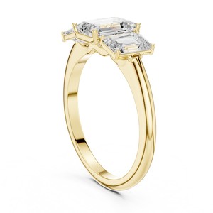 Bague intelligente en or massif 14 carats avec diamant de laboratoire taille émeraude 1 carat, pierre latérale émeraude, style élégant, certifiée IGI - Meilleure vente - Product Image 4