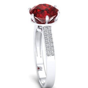 Anillo Solitario REYES Elegante de Oro Sólido de 14K con Granate de Corte Brillante Redondo de 2.75 Quilates para Mujer, Joyería Personalizada con Moissanita - Product Image 3
