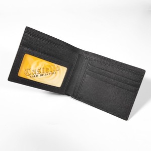 สินค้าขายดี] กระเป๋าสตางค์หนังแท้ Castello Saffiano ทำมือ สำหรับผู้ชาย แบบพับสองตอน ใส่บัตรประชาชน ใส่บัตรต่างๆ  วัสดุโพลีเอสเตอร์ สีกรมท่า สีเขียว สีเทา สีดำ - Product Image 4