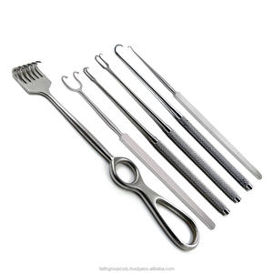 DENTRIC IMPLANTS Kit de crochets cutanés 6 pièces Instruments dentaires en acier inoxydable Réutilisables Poignée ergonomique Certifié CE Classe I Chirurgical - Product Image 1