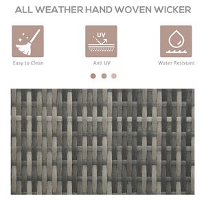 Portasciugamani da piscina impermeabile in rattan PE grigio, accessorio per spa e vasca idromassaggio da interno/esterno con 2 ripiani e 1 cestello estraibile - Product Image 4