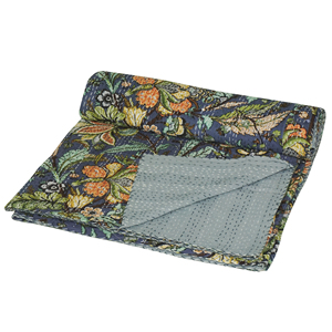 Manta de Algodón Kantha Hecha a Mano con Estampado Floral, Cubrecama para Todas las Estaciones, para Hogar y Hotel - Product Image 1