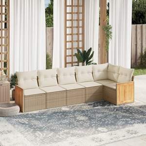 Conjunto de Sofás Grandes para Jardín en Ratán Sintético Beige con Acero con Recubrimiento en Polvo, Muebles de Exterior Premium - Product Image 1