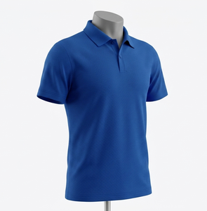 Men's Blue Polo Shirt Short Sleeve Turn-<b>down</b> Collar Regular Fit Breathable Solid Color All Seasons - Product Image 1