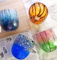 Verres à boire en borosilicate soufflé à la main de couleur, capacité de 300 ml, motif folklorique des quatre saisons, design personnalisé, logo personnalisé, décoration de la maison