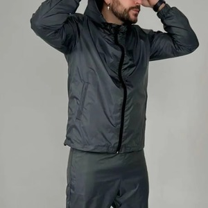 High Quality New Black Design Nylon Polyester Summer Windbreaker Zipper Sets Breathable Comfortable High Street Tracksuit - Product Image 2