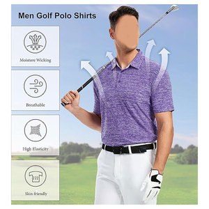 Polo de golf pour homme, respirant, à séchage rapide, performant, à manches courtes, rayé, décontracté, sportif, col classique, léger - Product Image 2