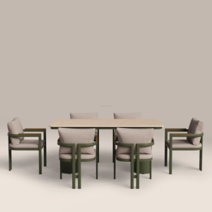 Juego de Comedor con Mesa Rectangular y Seis Sillas con Respaldo Sólido y Cojín Extraíble para Muebles del Hogar - Product Image 2