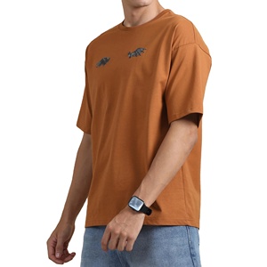 OEM Heavyweight Streetwear 100% Cotton Crew Neck Front Customized <b>Logo</b> Puff Printed Loose Drop Shoulder Men's Plus Size T-Shirts - Product Image 1