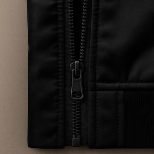 Chaqueta Bomber de Lujo en Satén Negro de The Fabric Studio, Hecha a Mano, Ecológica, Transpirable, para Hombre, con Cierre de Cremallera y Bordado - Product Image 4