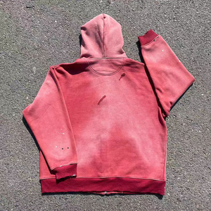Sudadera con capucha para hombre, estilo vintage, con cremallera, de forro polar cepillado de alto gramaje, efecto desgastado por el sol, línea de producción de ropa urbana personalizada 2026 - Product Image 4
