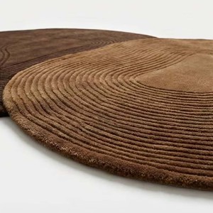 Alfombra de Lujo Marrón Hecha a Mano |   Alfombra Redonda de 14mm de Grosor, Elegante y de Primera Calidad para Sala de Estar, Dormitorio y Decoración del Hogar - Product Image 2