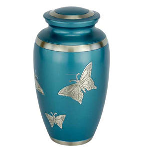 Urnes de crémation pour adultes en laiton de haute qualité et en étain avec urnes funéraires en métal fini de couleur bleue pour les cendres humaines - Product Image 1