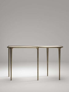 Hot <b>Sale</b> Brass Console <b>Table</b> Storage Glass Top Luxury Brass Detalis Premium Dark Bronze Finish High-End Minimalist Hallway - Product Image 6