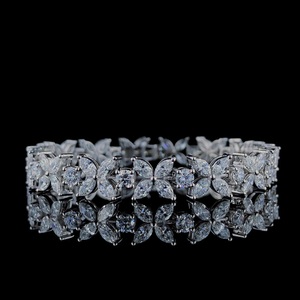 Pulsera de tenis vintage de plata de ley 925 para mujer con diamantes de corte marquesa cultivados en laboratorio, certificados por IGI - Product Image 2