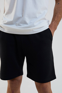 Ensemble tendance pour homme : sweat à capuche et short en molleton de coton gris, couleur unie, haute qualité, personnalisable, coupe décontractée, épaules tombantes, idéal pour l'automne - Product Image 3
