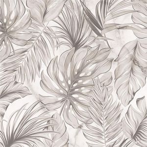 Papel Tapiz Moderno Boho con Hojas de Monstera Abstractas, Fácil de Despegar, Autoadhesivo, Decoración de Pared, Papel Tapiz Autoadhesivo - Product Image 1