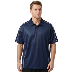 Polo de Manga Corta Azul Marino para Hombre, 100% Poliéster, Secado Rápido, Corte Regular Informal, Color Sólido, Tejido de Punto, Ecológico - Product Image 4