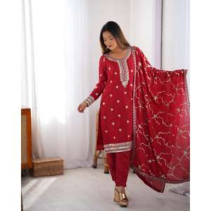 Beau haut XL tendance pour femme avec ensemble de travail brodé en fil de séquence Dupatta - Product Image 6