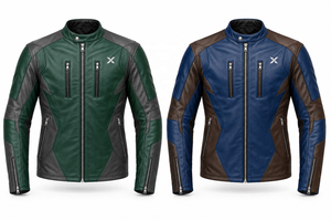 Chaqueta de Motocicleta de Cuero de Alto Rendimiento |   Negro, Verde y Azul Cognac |   Fabricante OEM ODM |   Diseño de Calidad Premium | - Product Image 5