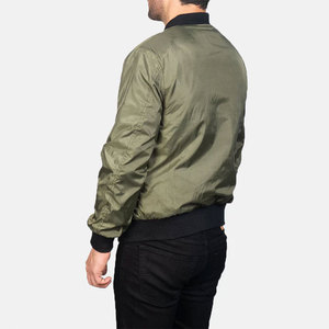 Veste décontractée pour homme, vert olive, fermeture éclair, coupe classique, extérieur en polyester, couleur unie, pour l'automne - Product Image 3