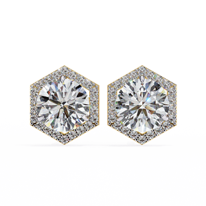 Unique Round Cut IGI 1Ct each and Round Lab Grown Diamond 14K Gold IGI Certified <b>Earring</b> <b>Tops</b> for Gift Party & Anniversary - Product Image 1