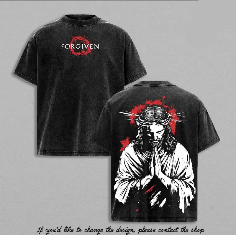 T-shirt lavé avec prière pardonnée