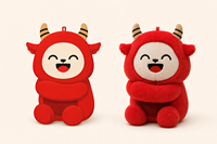 Mascotte de vache cornée brodée en peluche super douce de 12 cm, personnalisée, OEM ODM pour cadeaux et articles promotionnels en gros