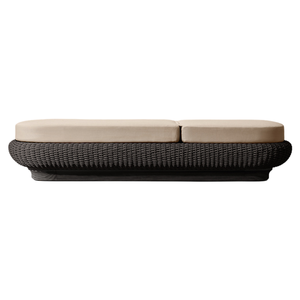 Chaise longue de luxe en teck, marron foncé profond, avec structure en rotin tressé, dossier réglable – Mobilier haut de gamme pour piscine et complexe tropical - Product Image 3