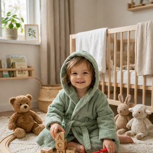 Albornoz con Capucha de Algodón Orgánico para Bebé, Toalla Suave Ecológica para Niños, Albornoz de Lujo Absorbente para Niños Pequeños, Set de Regalo para Baño - Product Image 6