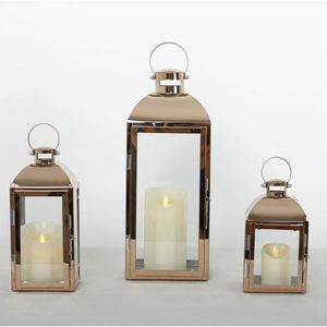 Farmhouse Metal Hurricane <b>Lantern</b> Candle Holder <b>Set</b> Vintage Decorative <b>Lanterns</b> For Wedding Patio And Garden Customize Wholesale - Product Image 5